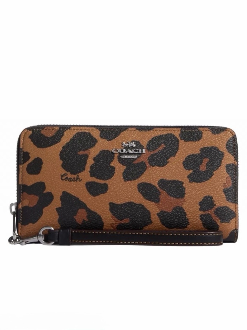 Coach Coach Long Zip Around Wallet with Leopard Print